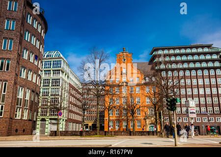 Hambourg, Allemagne - Mars, 2018 : Beaux bâtiments antiques à la Hamburg City Banque D'Images