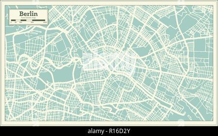 Berlin Allemagne Plan de ville en style rétro. Une carte de Noël. Vector Illustration. Illustration de Vecteur