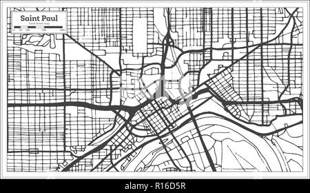 Saint Paul Minnesota USA Plan de ville en style rétro. Une carte de Noël. Vector Illustration. Illustration de Vecteur