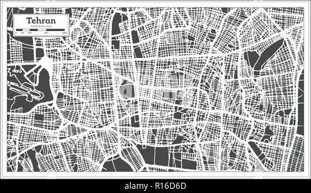 Téhéran Iran Plan de ville en style rétro. Une carte de Noël. Vector Illustration. Illustration de Vecteur