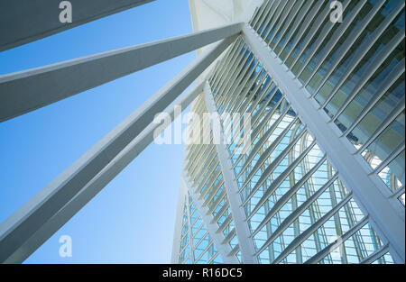 Valencia, Espagne - Octuber 15, 2016 : La Cité des Arts et des Sciences de l'architecte Calatrava. Détail de la Musée des Sciences palace Banque D'Images