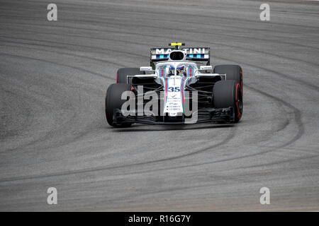 Sao Paulo, Sao Paulo, Brésil. Nov 9, 2018. SERGEY SIROTKIN, de Williams Martini Racing durs pendant les essais libres pour le Grand Prix de Formule 1 du Brésil à Interlagos circuit, à Sao Paulo, Brésil. Le grand prix sera célébrée dimanche prochain, le 11 novembre. (Crédit Image : © Paulo LopesZUMA Wire) Credit : ZUMA Press, Inc./Alamy Live News Banque D'Images