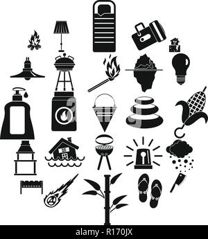 La sécheresse, le style simple icons set Illustration de Vecteur