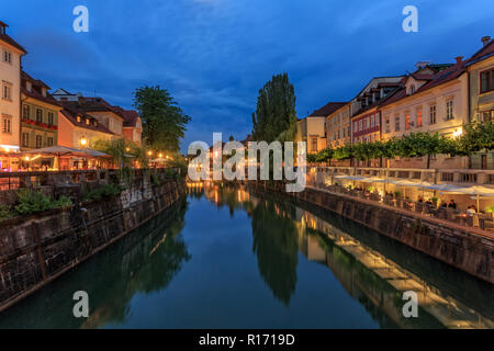 Vue de la nuit de Ljubljana - Slovénie Banque D'Images