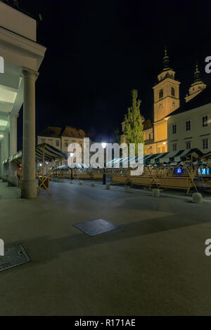 Vue de la nuit de Ljubljana - Slovénie Banque D'Images