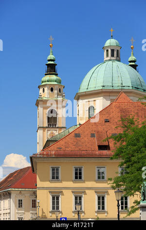 La Cathédrale de Saint Nicolas à Ljubljana vieille ville, Slovénie Banque D'Images