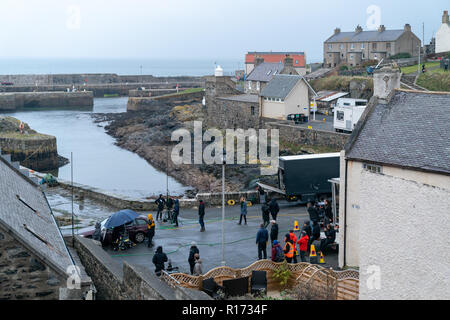 PORTSOY, aberdeenshire, SCOTLAND, c'est photographie de Thekla Reuten comme le plomb dans le tournage du film de marionnettes réalisé par Elbert van Strien. Banque D'Images