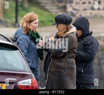 PORTSOY, aberdeenshire, SCOTLAND, c'est photographie de Thekla Reuten comme le plomb dans le tournage du film de marionnettes réalisé par Elbert van Strien. Banque D'Images