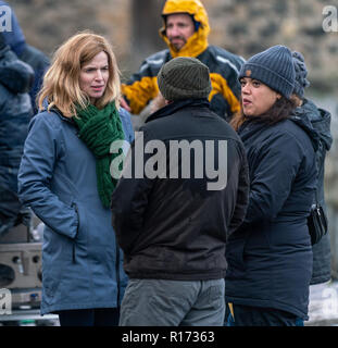 PORTSOY, aberdeenshire, SCOTLAND, c'est photographie de Thekla Reuten comme le plomb dans le tournage du film de marionnettes réalisé par Elbert van Strien. Banque D'Images