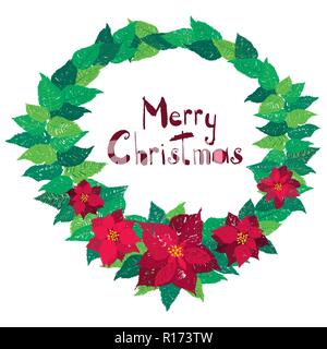 Carte de vœux de Noël vecteur poinsettia fleurs. Illustration de Vecteur