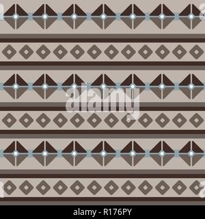 Fair Isle style brun beige blanc bleu transparent vector abstract pattern avec des rangées Illustration de Vecteur