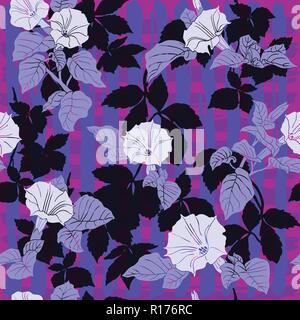 Fleurs lilas et violet de dope modèle floral sur l'arrière-plan noir pour le linge de lit, rideaux, oreillers décoratifs, d'autres textiles accueil et les cl Illustration de Vecteur