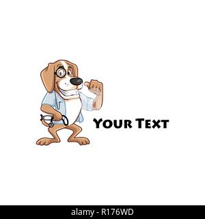 Médecin Vétérinaire Logo chien Cartoon Mascot Illustration de Vecteur