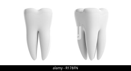 La santé des dents, dentristy concept. Nettoyer les dents brillantes isolées modèles dentelle sur fond blanc. 3d illustration Banque D'Images