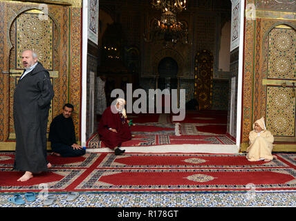 La belle Zaouia Moulay Idriss II mausolée à Fes, Maroc. Banque D'Images