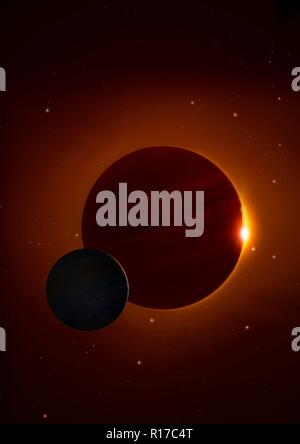 Illustration de la planète Kepler 1625b et son projet d'exomoon. 1625 Kepler est une étoile quelque 4 000 années-lumière éloignées dans Cygnus. C'est sur Banque D'Images