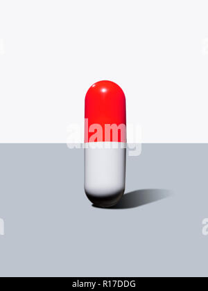Rouge et blanc debout médicament comprimé capsule, still life Banque D'Images
