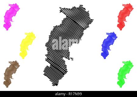 Le Chhattisgarh (États et territoires de l'union de l'Inde, États fédérés, République de l'Inde) map vector illustration, croquis Gribouillage à l'État de Chhattisgarh Illustration de Vecteur