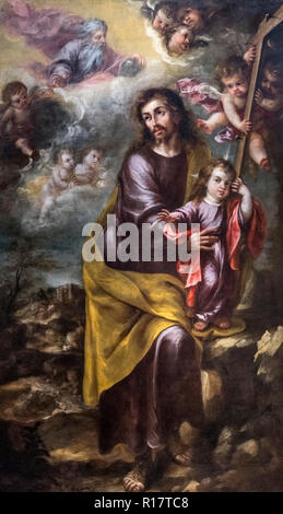 St Joseph avec l'Enfant Jésus (San Jose con El Nino Jésus) par Juan de Valdes Leal (1622-1690), huile sur toile, c.1675 Banque D'Images