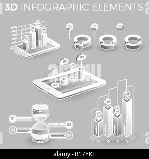 Les éléments d'infographie en gris et blanc Illustration de Vecteur
