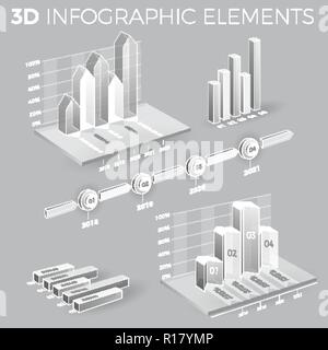 Les éléments d'infographie en gris et blanc Illustration de Vecteur