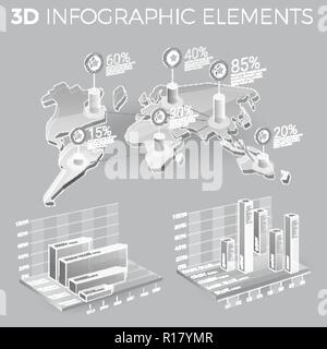Les éléments d'infographie en gris et blanc Illustration de Vecteur