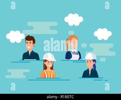 Groupe de travailleurs vecteur caractères illustration design Illustration de Vecteur