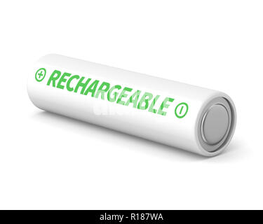 Unique en rendu 3D batterie rechargeable aa sur un fond blanc. Banque D'Images