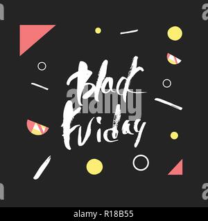 Le vendredi noir du texte avec la décoration. Pinceau créatif lettrage pour la promotion de vente. Illustration de Vecteur