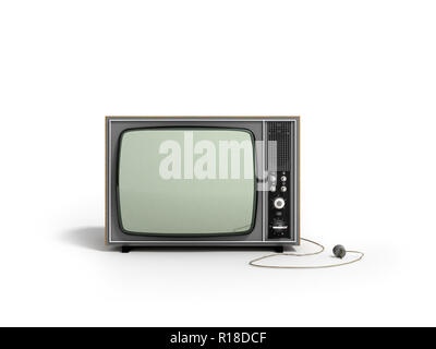 Résumé de la création des supports de communication et du concept d'entreprise de télévision couleur vieux rétro home en bois ensemble récepteur TV 3D render sur fond blanc Banque D'Images