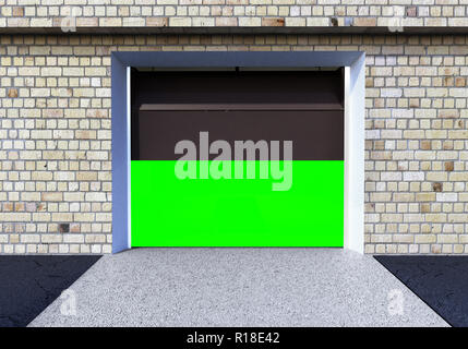 Vue avant d'un Garage ouvert avec intérieur 3D Rendu 3D porte rouleau Banque D'Images