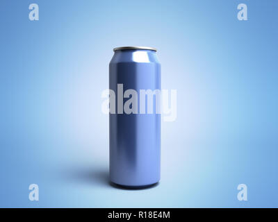 Verre de boisson en aluminium métal 3d peut rendre sur bleu Banque D'Images