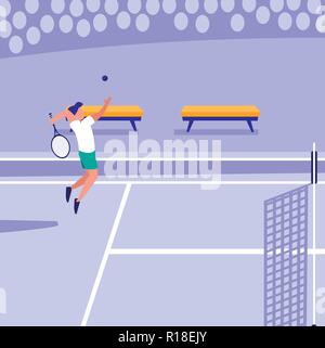 Tennis player jouer à la cour, design coloré. vector illustration Illustration de Vecteur