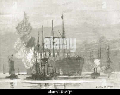 L'arrivée de la Great Eastern à Trinity Bay, Terre-Neuve et Labrador province du Canada, 27 juillet 1866 Banque D'Images