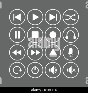 Media Player icon set. Illustration vectorielle, modèle plat. Illustration de Vecteur