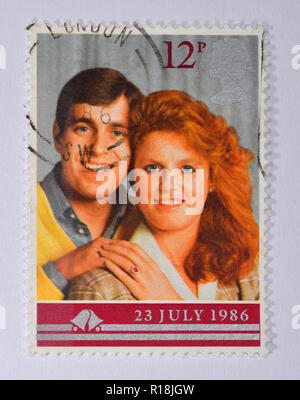 Le prince Andrew et Sarah Ferguson Mariage Royal 1986 British Royal Stamps Banque D'Images