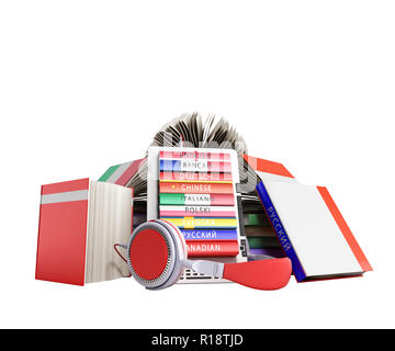 E-livre audio Livres langues et aucune ombre de rendu 3D Banque D'Images