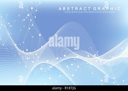 Fond abstrait géométrique avec des lignes et points. Le débit de l'onde. Arrière-plan de la communication et de la molécule. Fond graphique pour votre conception. Vector illustration Illustration de Vecteur