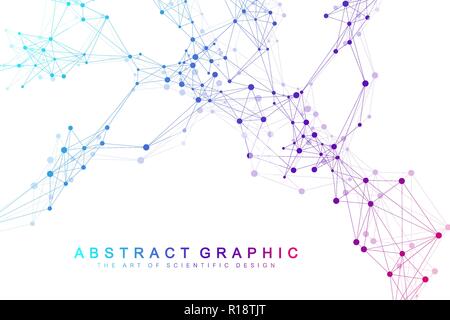 Fond abstrait géométrique avec des lignes et points. Arrière-plan de la communication et de la molécule. Fond graphique pour votre conception. Vector illustration Illustration de Vecteur