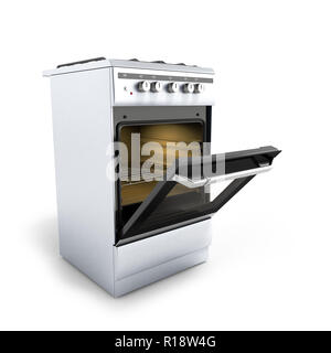 Cuisinière à gaz ouvert 3D render isolé sur fond blanc Banque D'Images