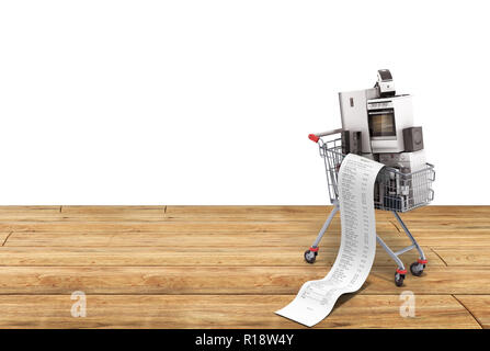 Les appareils ménagers dans le panier E-commerce ou en ligne shopping concept 3d illustration Banque D'Images