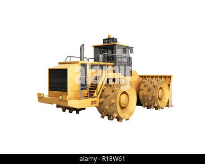 Bulldozer jaune aucune ombre de rendu 3D Banque D'Images