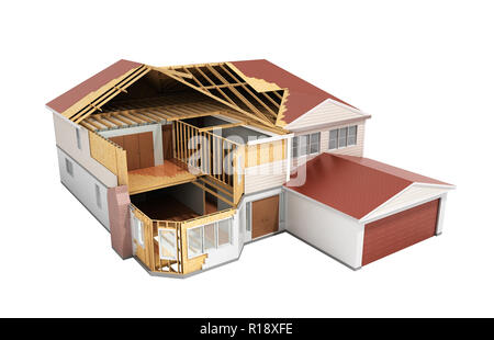 Construire Maison image en trois dimensions sur l'ombre de rendu 3D Banque D'Images