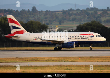 Stuttgart, Allemagne - Été 2018 : un avion à l'aéroport de Stuttgart Banque D'Images