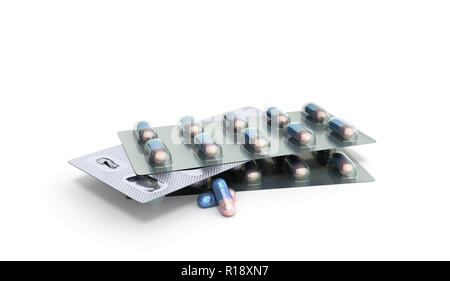 Pills Blister Package 3D illustration on white Banque D'Images