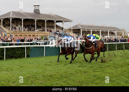 Triomphante Donjuan monté par James Doyle (à gauche) remporte le British Sportsbook Marathonbet EBF Gillies Pouliches' course pendant la journée Handicap Novembre Marathonbet à l'Hippodrome de Doncaster. Banque D'Images