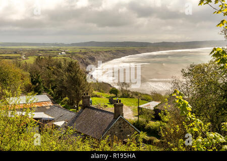 Vue depuis la colline de Gwynedd, * Plusieurs autres calvaires parsèment le Nord du Pays de Galles, donnant sur la baie de bouche Hells partie de la péninsule Llyn promenade le long du sentier du littoral Banque D'Images