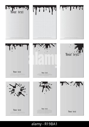 Un large ensemble d'encre noire, l'encre bave, taches, taches, brosses, lignes, rugueux. Les coups de pinceau noir, éléments de conception artistique. Vector illustration. Isolé sur fond blanc Illustration de Vecteur