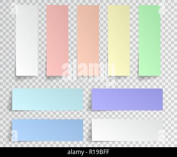 Publiez sticky note isolée. Set de papier autocollants avec ombre sur fond transparent. Vector illustration. Illustration de Vecteur