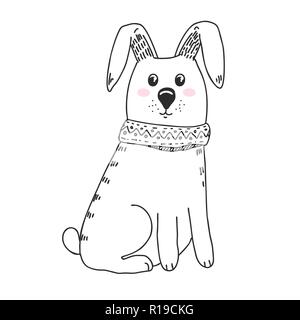 Animal mignon croquis dans un style doodle. Vector Illustration de Vecteur